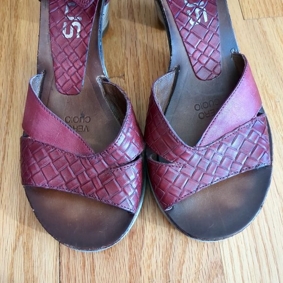 Mjus Leather Ankle Strap Heeled Strappy Distressed Red Sandals size 7.5 - Picture 2 of 14